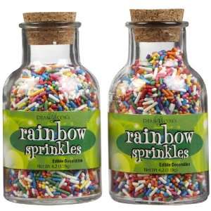 Dean Jacobs Rainbow Sprinkles Glass Jar w/ Cork, 4.2 oz, 2 pk  