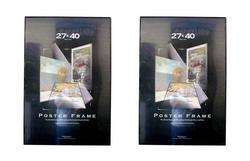 Two 27x40 Black Poster Frames Thin Profile Solid Backing Value Pack 