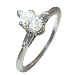  0.74 ct 3 Stone style Diamond Engagement Ring in 14k White 