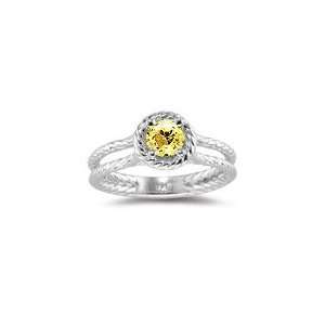  0.68 Ct Yellow Sapphire Ring in 14K White Gold 4.5 