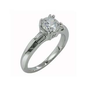  0.29 Ct Baguette Cut Diamond Engagement Ring 18k White 