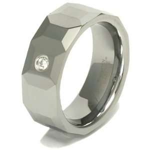   Fancy Tungsten Carbide Faceted 0.033 CT Diamond Band Ring Jewelry