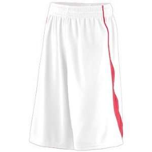  Adult Wicking Mesh/Dazzle Game Short   White and Red 