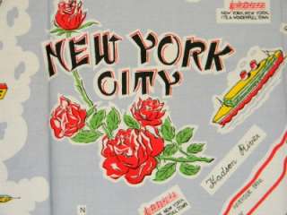 New York City Map Hand Printed Vintage Tablecloth NWT 50 x 50 