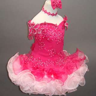 Nw National State Pageant Dress Glitz BERRY PINK 1 2T  
