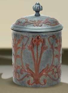 Antique Graphite Art Nouveau Lily Cookie Jar