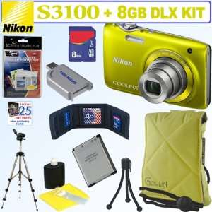  Nikon Coolpix S3100 14 MP Digital Camera (Yellow) + EN 