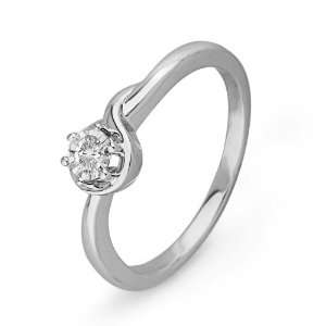  Sterling Silver Round Diamond Solitaire Promise Ring (0.07 