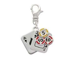  Cards with Poker Chips Clip On Charm Arts, Crafts 