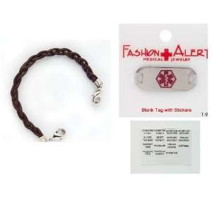  Brown Braided Leather Bracelet with Stainless Steel Medical 