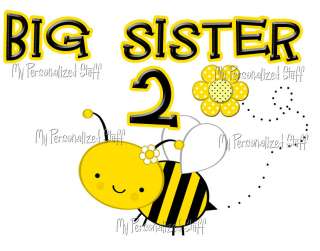 Personalized SISTER 2 BEE Girl T shirt Big Middle Little Sibling 
