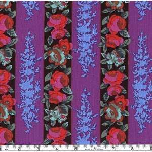  44 Wide Kaffe Fassett Floral Stripe Purple Fabric By The 