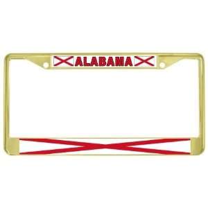  Alabama Al State Flag Gold Tone Metal License Plate Frame 
