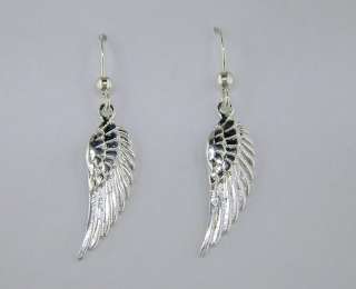Angel Wing Dangle Earrings Tarnish Free Sterling Silver  