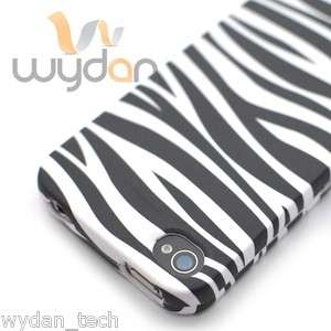 Black White Zebra Print Snap On Hard iPhone 4S Case Cover w/ Screen 