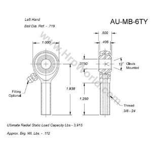  Aurora Bearing Company MB 6TY; .375 Bore   3/8 24 Thread 