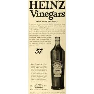  Ad H J Heinz Co Pure Malt Vinegar Bottle 57 Condiments Food Products 