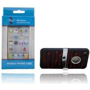   CHROME DESIGN BLACK WITH RED FOR iPHONE 4G Cell Phones & Accessories