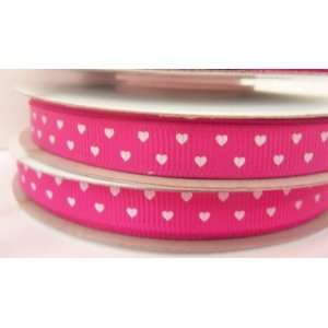  Polka Dot Grosgrain Ribbon 3/8 By 50yd hot pink with 