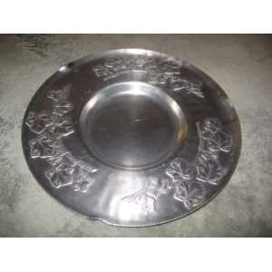   Hand Wrought Hammered Aluminum Round Tray w/ Ivy 