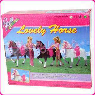 White Princess Horse w/ Pink Saddle for Barbie Ken Doll  