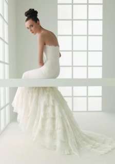 Most famous Slinky Strapless Lace Wedding dress Bridal Gown Tiers Free 
