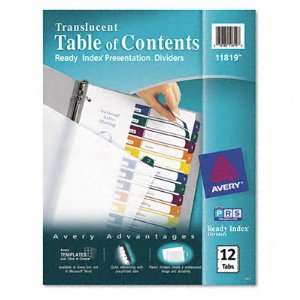Avery Ready Index Translucent Table/Contents Dvdrs, 12 Tb, Letter, AST 