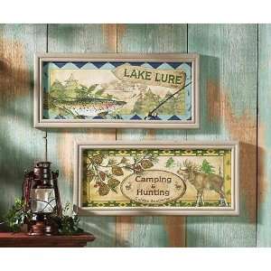   Cabin Lake Lodge Hunting Plaques Signs Prints Pictures