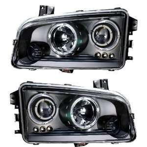  DODGE CHARGER 06 08 PROJECTOR HEADLIGHT HALO BLACK CLEAR 