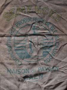 Vintage French grain feed sack hemp burlap jute shabby  