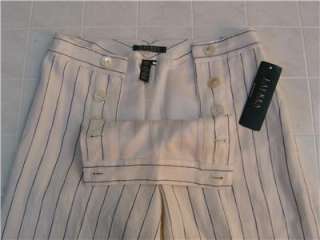 New Polo Ralph Lauren Womens 100% Linen Dress Pants Lined 4 Pinstripe 