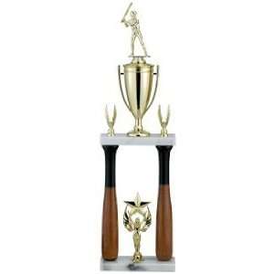  Baseball Trophies   20 inches 2 Post Bat Trophy Sports 