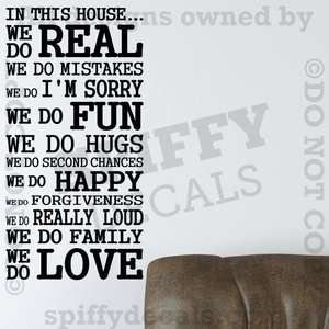IN THIS HOUSE FAMILY WE DO LOVE FUN REAL Quote Vinyl Wall Decal Decor 