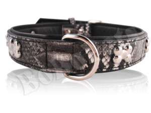 14 17 Black Snake Leather Dog collar Medium M  