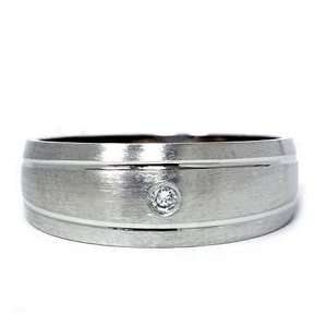  GENUINE DIAMOND MENS RING SOLITAIRE WEDDING BAND BRUSHED 