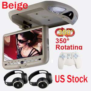 Beige 9LCD Car Roof Mount DVD Player FM Game US Stock  