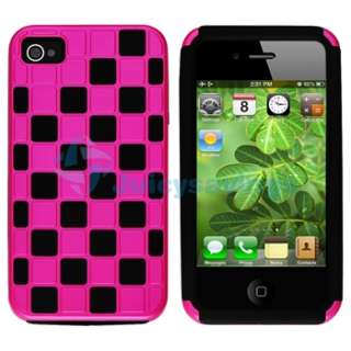   Checker Hard Snap on Case+PRIVACY Filter Protector for iPhone 4 G 4S