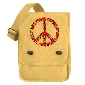  Messenger Field Bag Yellow Flowered Peace Symbol PYP 
