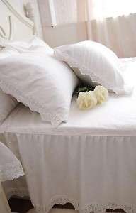 Pair Elegant crochet Lace White Cotton Pillowcase C  