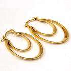 SMOOTH DOUBLE ELLIPTICAL RING 18K GOLD GP HOOP EARRING SOLID FILL GEP 