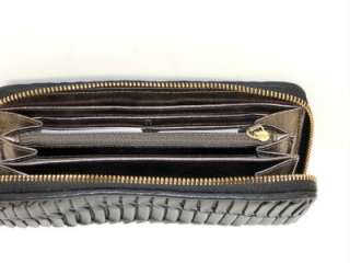 Coach 44370 Black Madison Gathered Leather Accordion Zip Around Wallet 