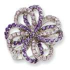 goldia Sterling Silver Pink & Purple CZ Ring Size 7