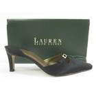   RALPH LAUREN Black Satin Buckle Embellished Slides Heels Shoes 8