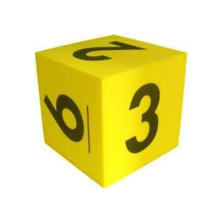  Yellow Foam Dice   4 Inches   100mm   Black Numbers 