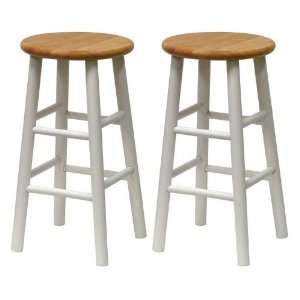 Set Of 2, Beveled Seat, 24 Stool, Assembled By Winsome Wood  