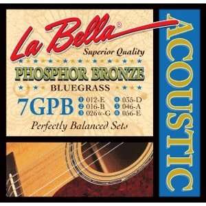  La Bella Acoustic Guitar Phosphor Bronze Bluegrass, .012 