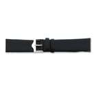   16mm Flat Black Leather Silver tone Buckle Watch Band Ring Size 16