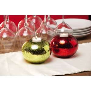  Crackle Glass Candle Holders 2 Asst