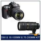 Nikon D90 DXFormat Digital SLR Camera Kit w/ 18105mm 70200mm lenses