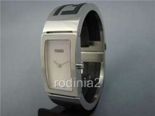 Auth Fendi Mother of Pearl Dial Stainless Steel Bangle  